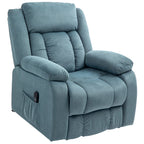 Aufstehsessel mit weichem Bezug, Recliner-Sessel mit Fernbedienung und Seitentaschen, Blau