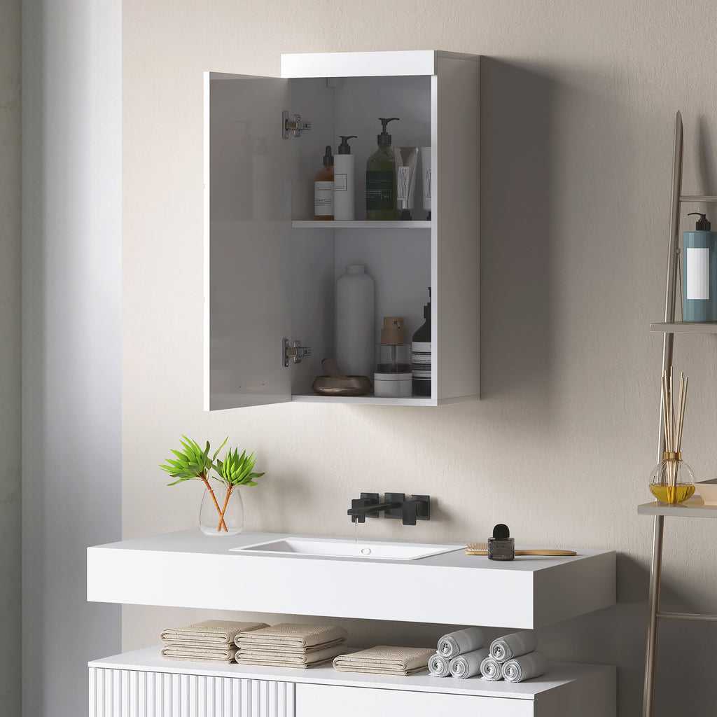 Zweistufiger Badezimmerschrank, Badkommode, wandmontiert, Spanplatte, MDF, Wei?