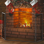 Funkenschutz für Kamine, 3 Paneele, klappbar, flexibel, Metall, schwarz, 132,5 x 76,5cm