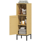Badezimmerschrank, schmaler Badschrank freistehend mit verstellbarem Einlegeboden, Natur
