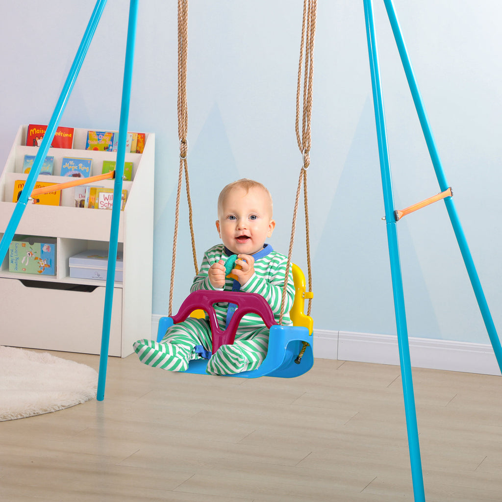 3 in 1 Detachable Kids Swing Seat with Seatbelt, Adjustable Rope for Indoor, Outdoor, Light Blue