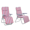 Reclining Garden Chair Set of 2, 5-Level Adjustable Zero Gravity Chairs with Cushions, Folding Sun Lounger Garden Recliner Chairs with Armrests for Outdoor, Patio, Red Stripe