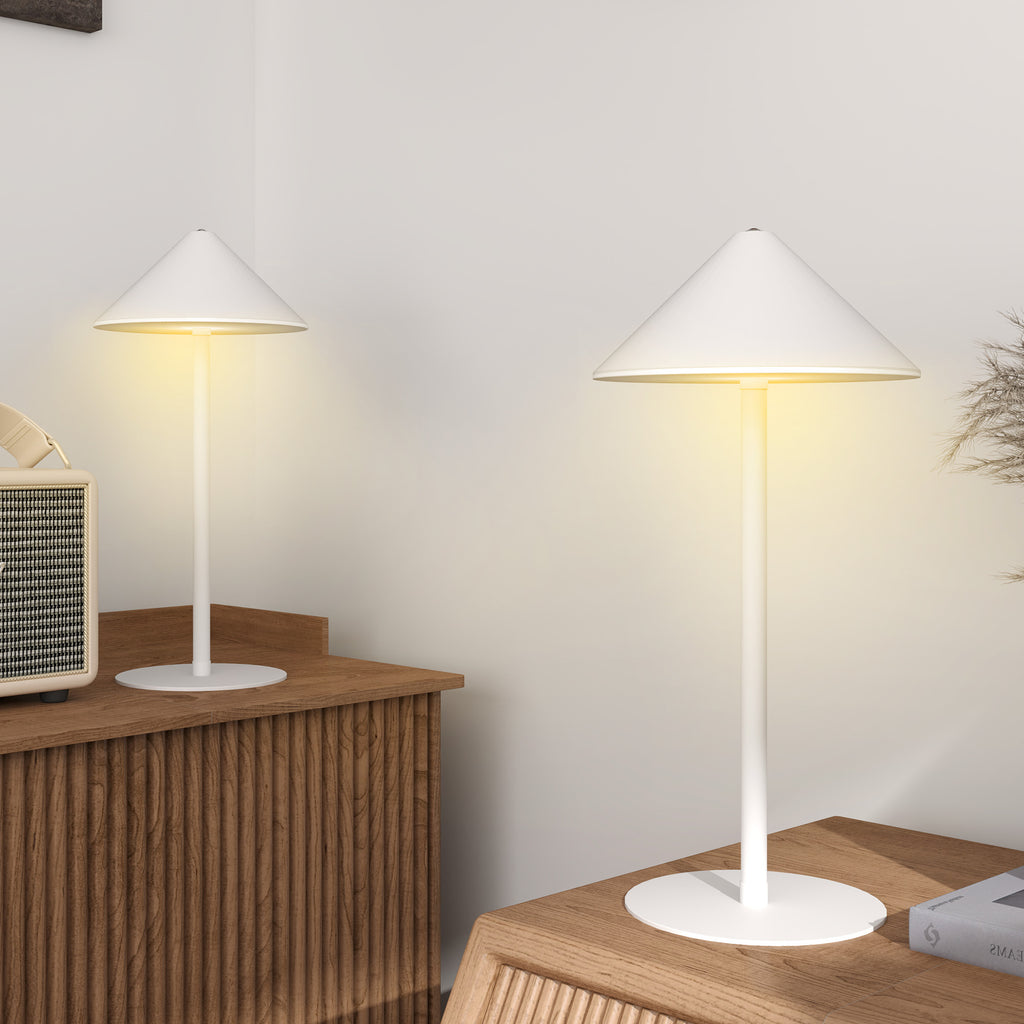 LED-Tischlampe mit USB-Kabel, Touchschalter, Metall, wiederaufladbar, Weiß