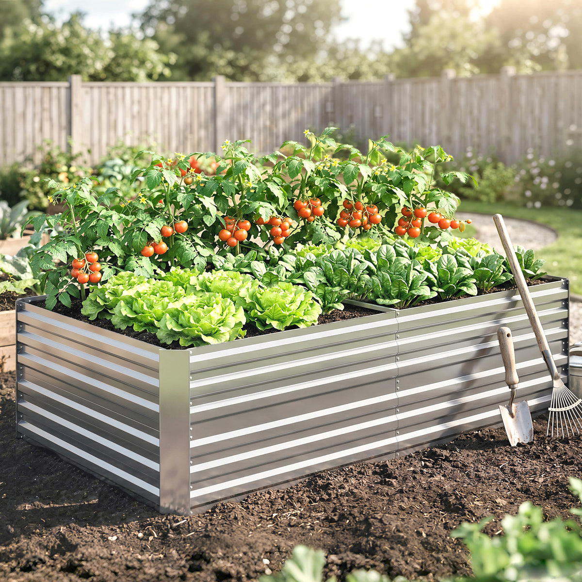 Pflanzenk¨¹bel, Handliches Blumenbeet zum Anpflanzen, Hegen und Pflegen, Hochbeet, Stahl, Silber