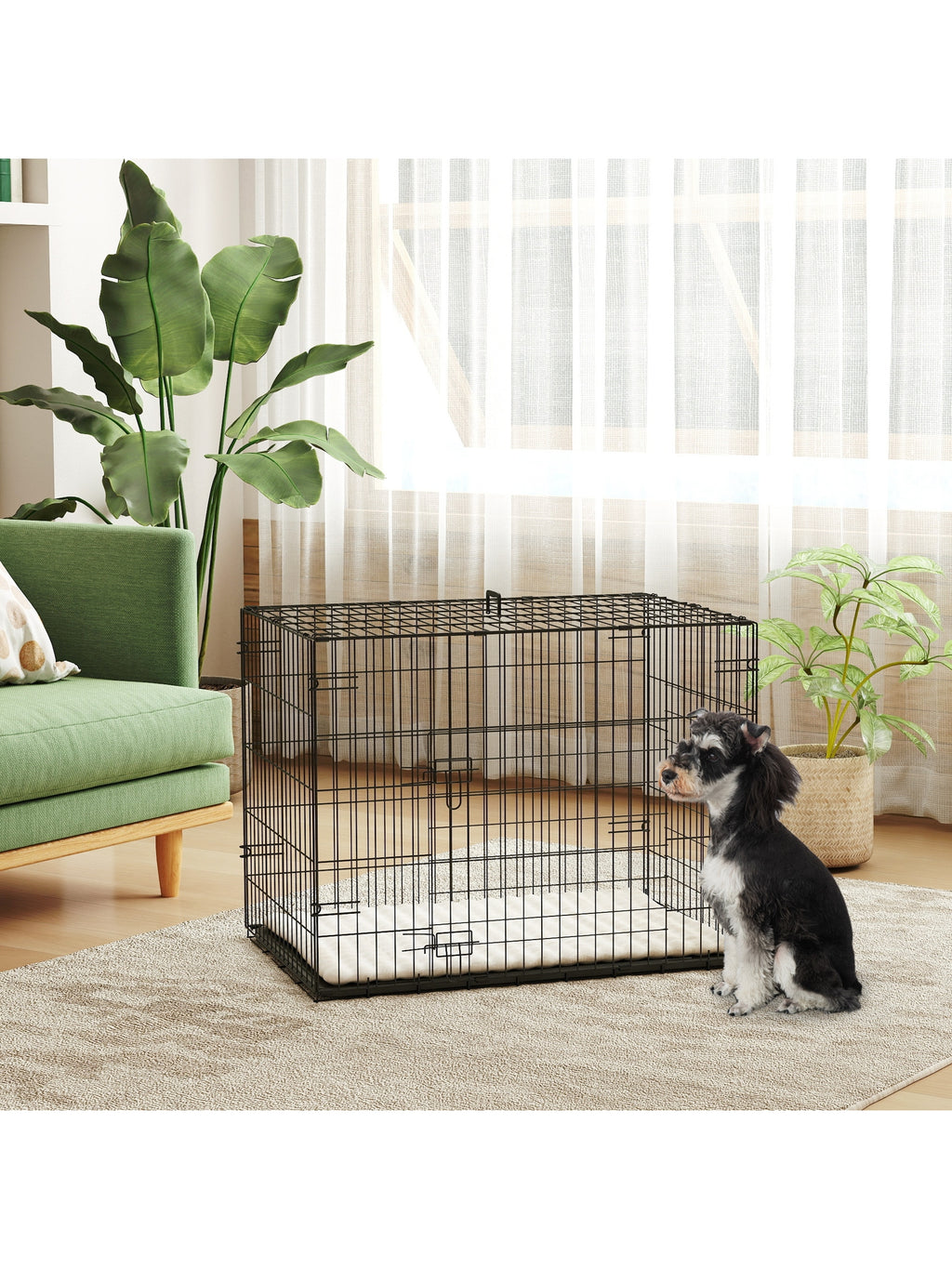 Hundekäfig klappbar für kleine Hunde 75 x 48,5 x 53 cm Schwarz