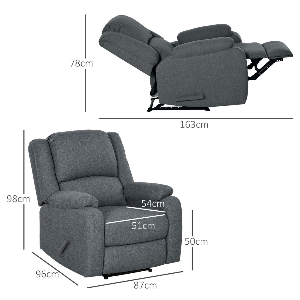 Relaxsessel, Liegefunktion und Fußstütze, verstellbar, bis 150 kg, Stahlrahmen, 90 x 96 x 98 cm, Grau