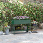 Hochbeet Pflanzbeet Pflanzkasten, 1 Ablage, 2 Rollen, 109 cm x 44 cm x 80 cm, Gr¨¹n