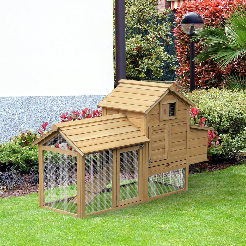 Small Chicken Coop with Run Hen House Poultry Coops Cages Nesting Box Wood 150.5 x 54 x 87cm