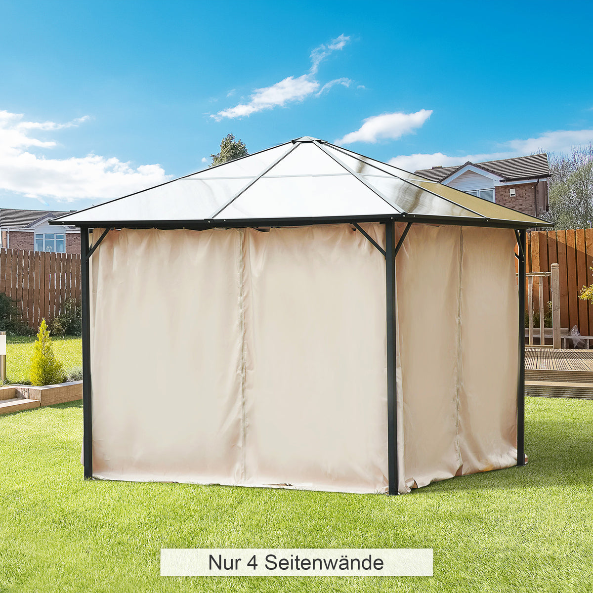 4 Pack Replacement Gazebo Curtains Privacy Panel for Most 3 x 3m Gazebo Canopy Pavillion Outdoor Shelter Sidewalls Accessories Beige