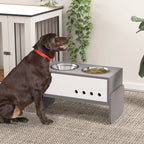 3 Height Adjustable Raised Dog Bowls, Dog Feeding Storage Station w/ Slow Feeder Mat, 2 Stainless Steel Bowls