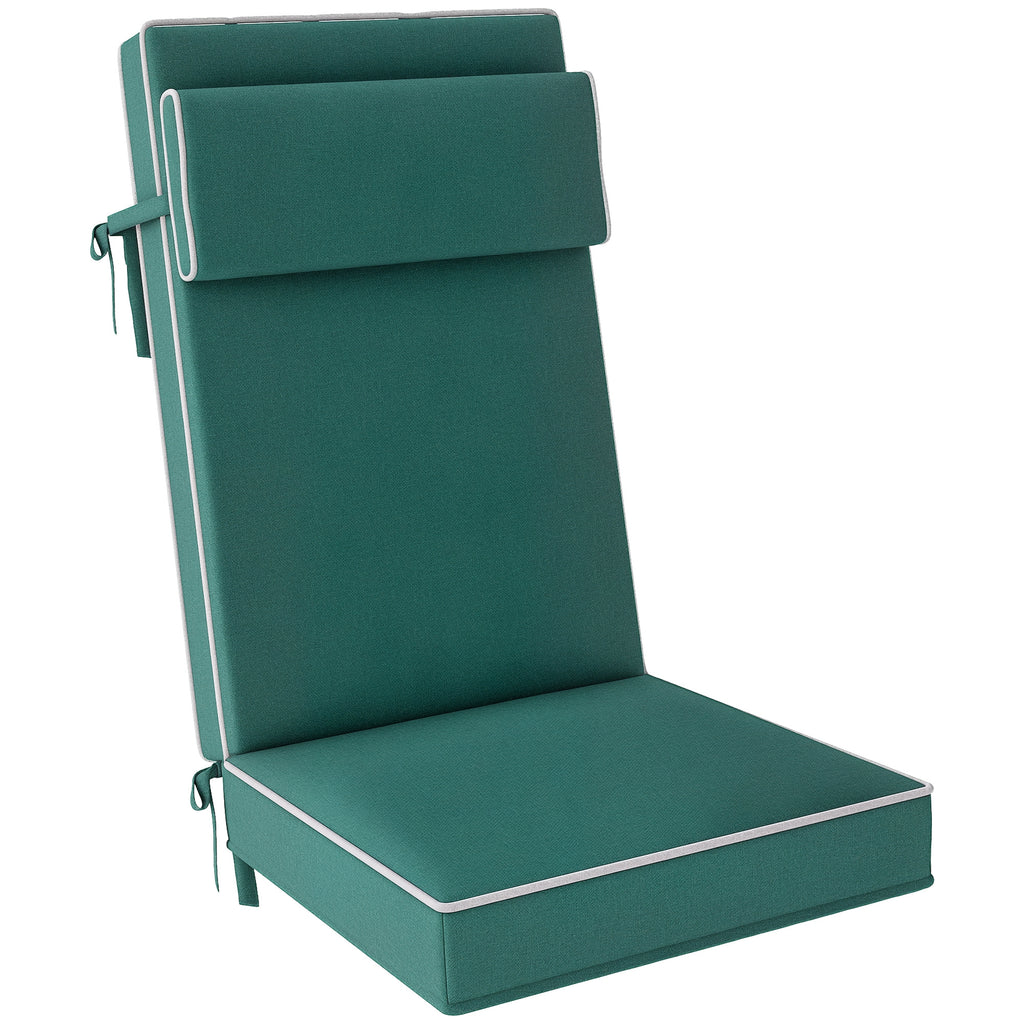 Sitzkissen 120 x 47 x 9,5 cm wasserabweisend Stuhlkissen mit B?ndern, Kopfst¨¹tze, UPF50+ Gr¨¹n