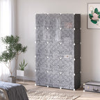 Portable Wardrobe for Bedroom, 15 Cube Closet with Hanging Rail, Modular Storage Cabinet, Plastic Armoire for Space Saving, White and Black