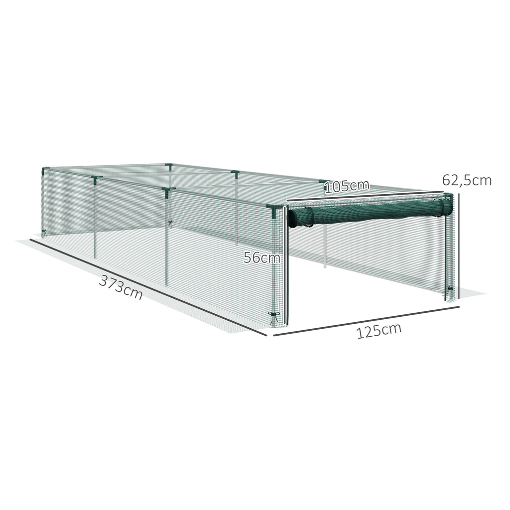Pflanzenschutznetz, Gemüseschutz, Reißverschlusstür, Stahlrahmen, 125x125x62,5 cm, Grün/Silber