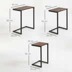 Nesting Side Tables Set of 3, C-Shaped Snack Side Tables with Steel Frame for Sofa Couch and Bed, Rustic Brown