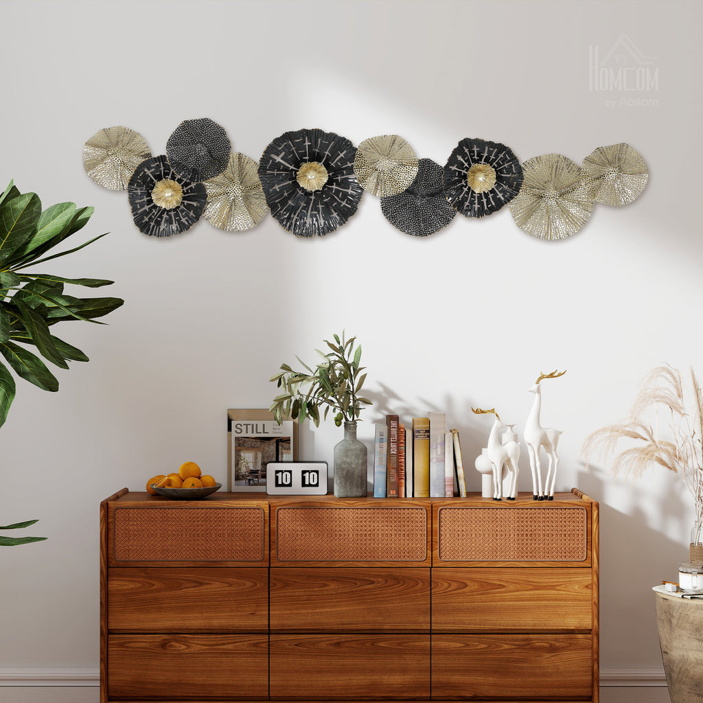 Wandbild, Wandschmuck mit Metallrahmen, moderner Stil, Schwarz+Gold