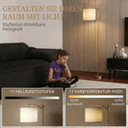 LED Stehlampe Stufenlos Dimmbar mit Fußschalter Timer Gold