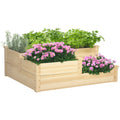 Hochbeet mit 3 Pflanzk?sten, 3-stufiges Design, offenere Boden, 108 cm x 88 cm x 36 cm, Natur