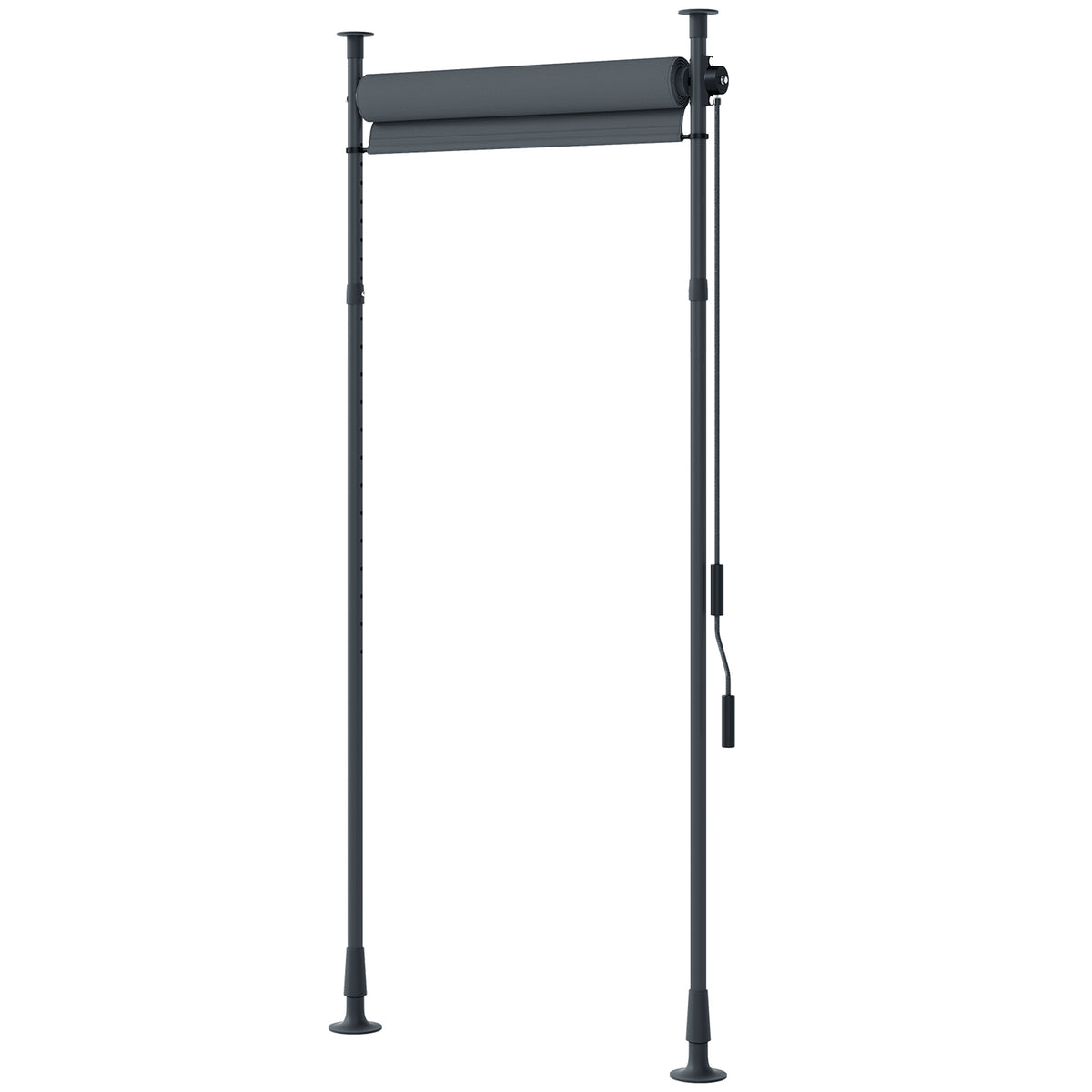Freistehende Markise, verstellbare L?nge, Montage ohne Bohren, Aluminiumrahmen, 1,2 x 2,2-3,1 m, Dunkelgrau