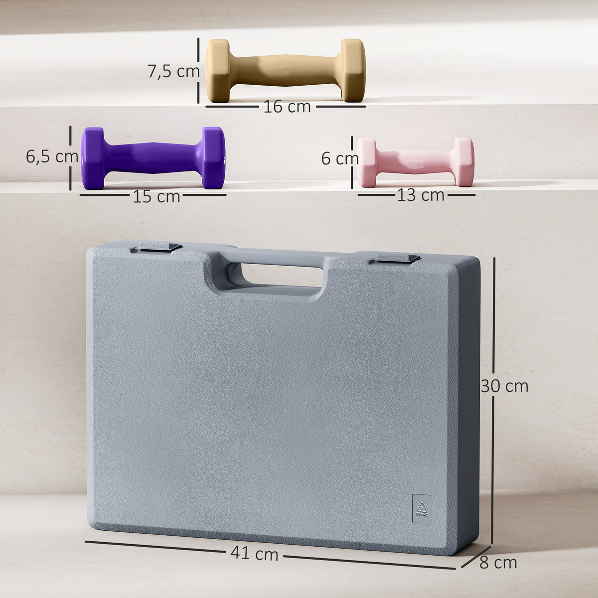 Hantelset, 6er Set Hanteln mit Gewichten, Kurzhantelset aus Stahl, 1kg, 1,5kg, 2kg
