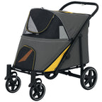 Foldable Pet Stroller, with Universal Wheels, Shock Absorber, for Medium and Large Dogs - Grey