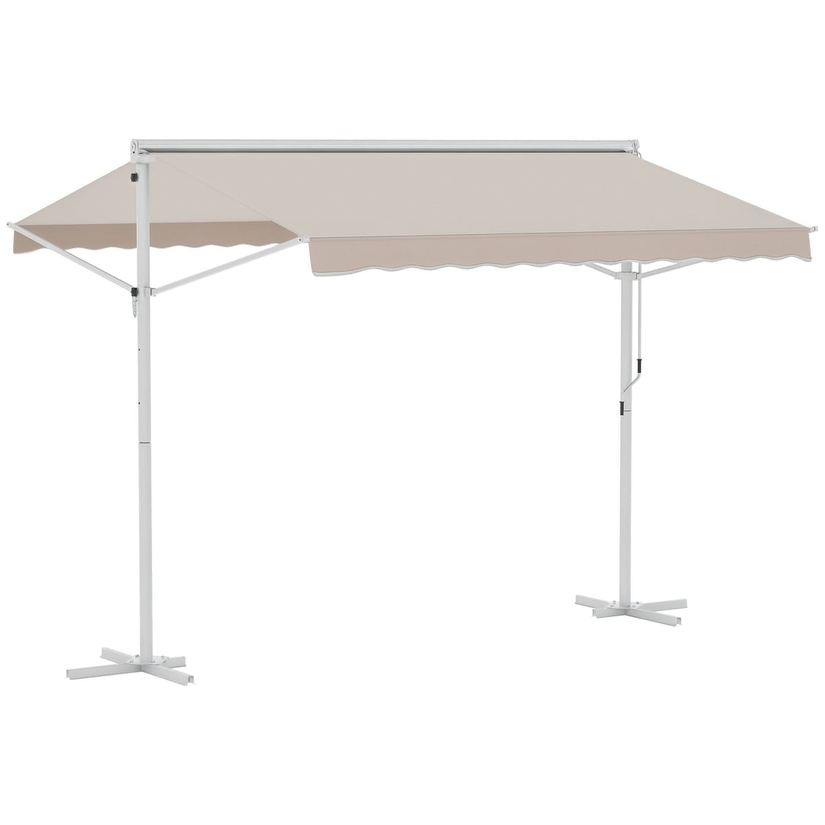  Standmarkise Gartenmarkise Markise mit Faltarm Kurbel Terrasse Cremeweiß 3x3m