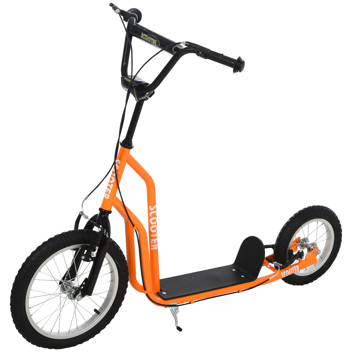 Kinderroller Scooter Tretroller mit verstellbarem Lenker, großen Rädern und Handbremse Kickscooter 16 Zoll Cityroller für Jungen und Mädchen ab 5 Jahre Metall Orange