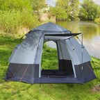 Kuppelzelt, Campingzelt für 3-4 Personen, 260 cm x 260 cm x 150 cm, Grau + Schwarz