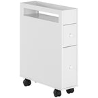 Nischenwagen Badschrank Rollschrank, schmales Design, zwei Schubladen, vier R?der, wei?, 16 x 49,5 x 66 cm