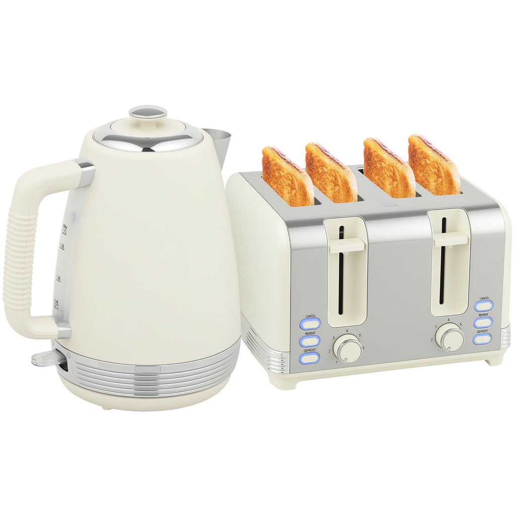 Wasserkocher- und Toaster-Set, 1,7 L, 2200W, Strix Thermostat, Filter, 4-Schlitz-Toaster, 7 Br?unungsstufen, Kr¨¹melfach