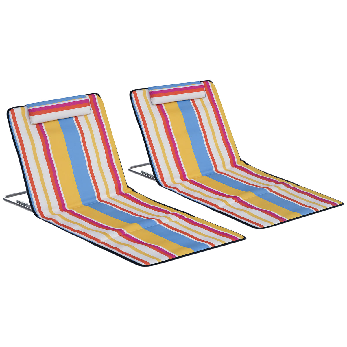 2er-Set Strandmatte, verstellbar, faltbar, 124L x 53B x 37-50H cm, Mehrfarbig