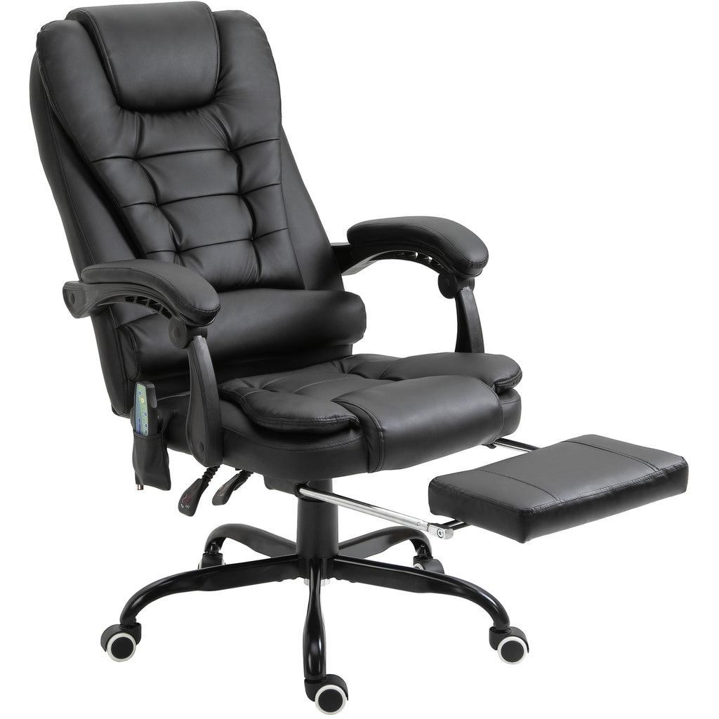 Schreibtischstuhl mit 7 Massagepunkten, höhenverstellbarer Drehstuhl mit integrierter Fußstütze, 67 x 79 x 111-121 cm