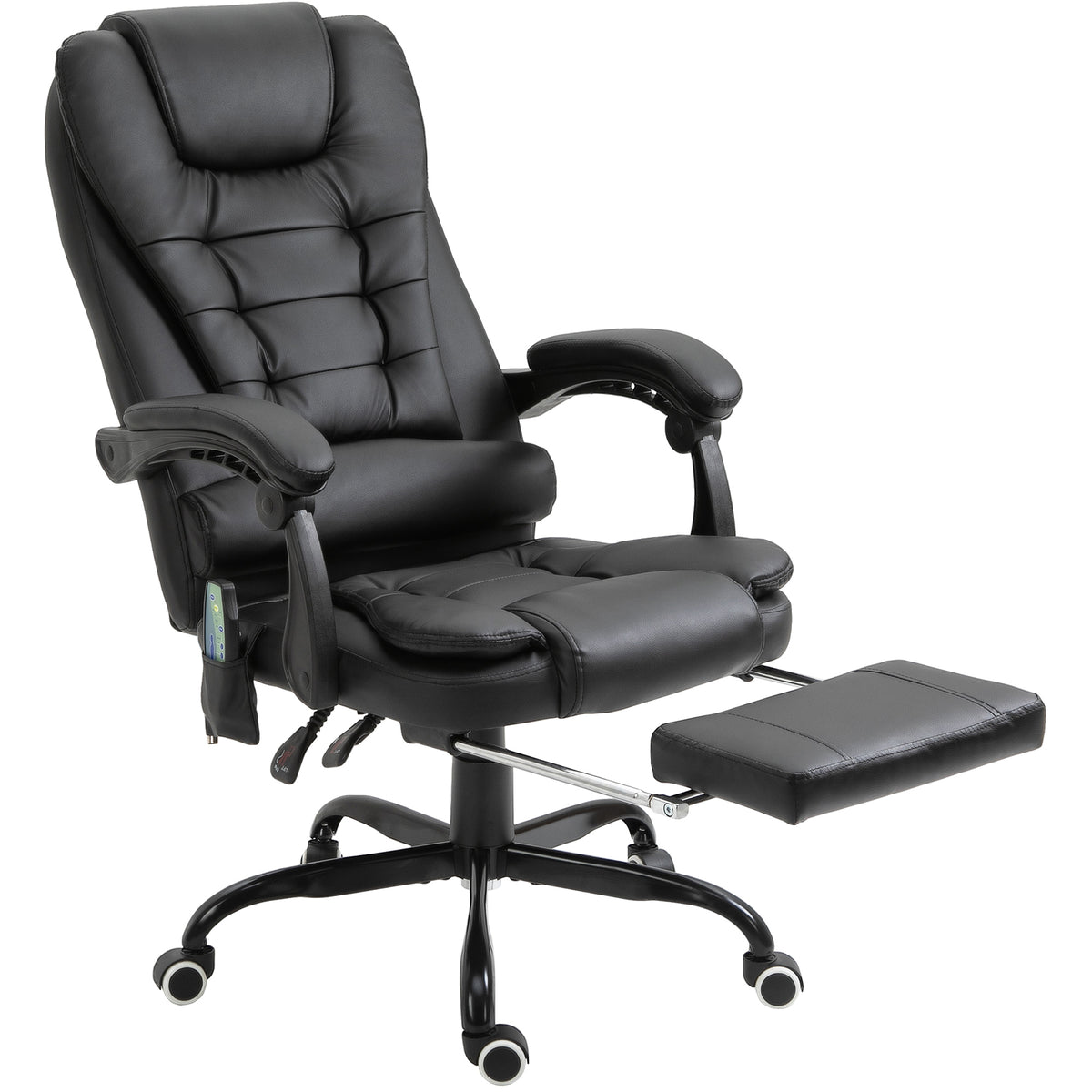Schreibtischstuhl mit 7 Massagepunkten, höhenverstellbarer Drehstuhl mit integrierter Fußstütze, 67 x 79 x 111-121 cm