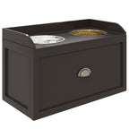 Stainless Steel Raised Dog Bowls, with 21L Storage Drawer for Large Dogs - Brown