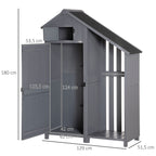  Garden Outdoor Storage Shed Outdoor Tool Shed with 3 Shelves and Tilt Roof, 129x51.5x180cm, Grey