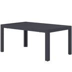 Outdoor Side Table, Rectangular Patio Coffee Side Table with Steel Frame and Slat Tabletop for Garden, Balcony, Grey