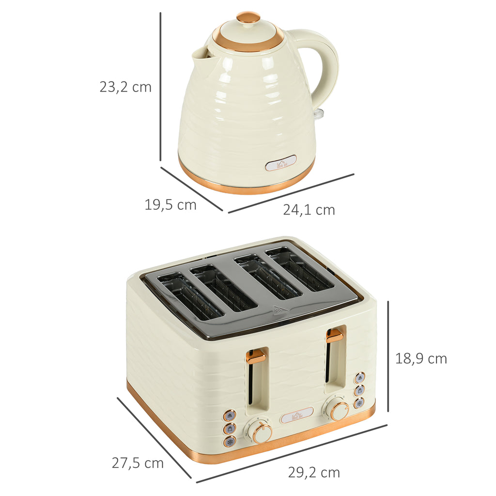 2-in-1 Toaster- und Wasserkocher-Set, 7 Br?unungsstufen, Auftau- und Aufw?rmfunktion, Beige