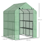 Foliengewächshaus begehbares Gewächshaus mit 8 Regalebenen Tomatengewächshaus Treibhaus Frühbeet mit Tür Grün Stahl PE-Kunststoff 143 x 138 x 190 cm
