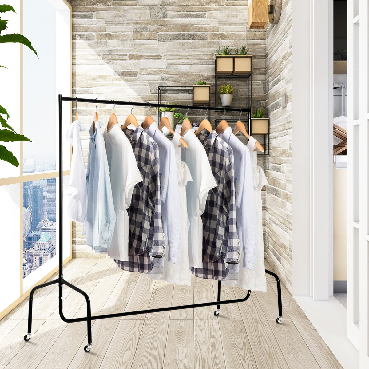 Kleiderständer Kleiderwagen Wäscheständer Rollgarderobe Garderobenständer (150 x 60 x 170 cm)