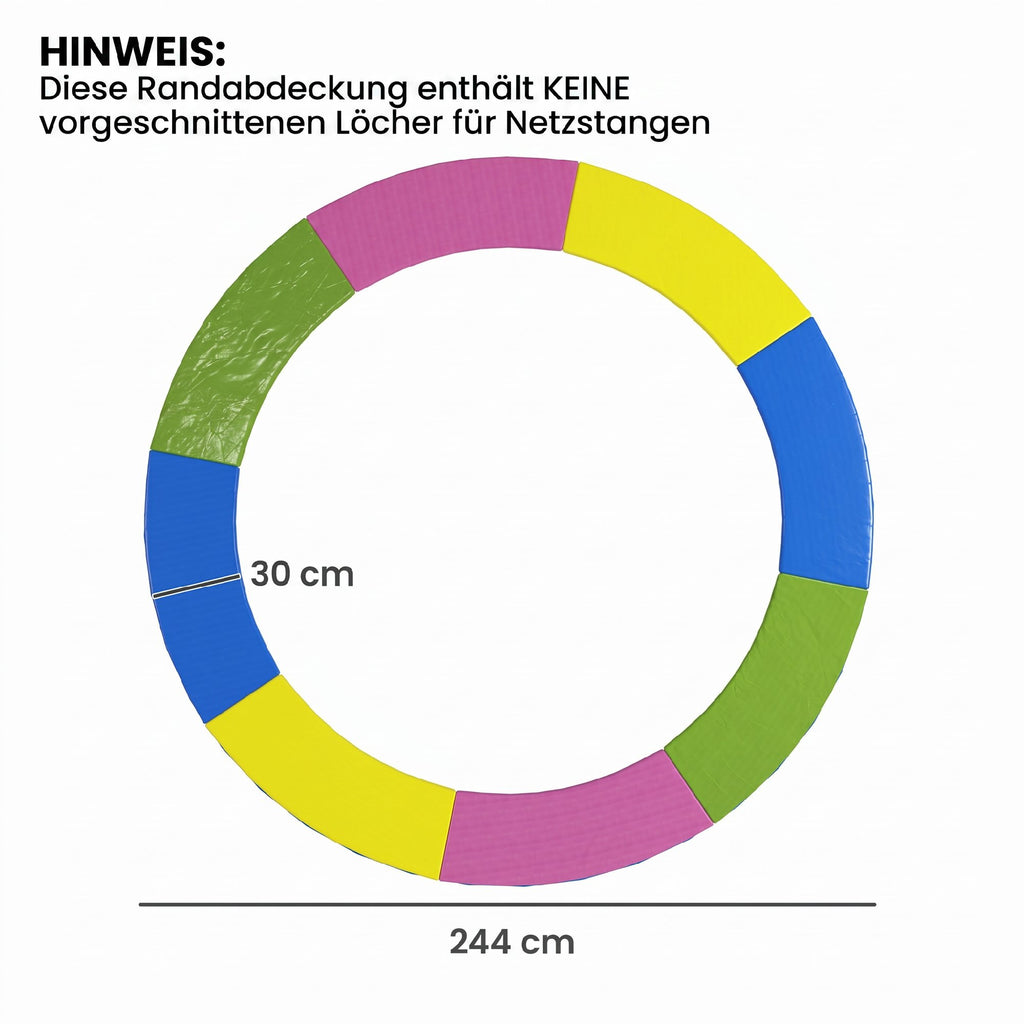Ersatz-Randabdeckung für Trampoline, wasserfest, reißfest, Ø244 cm, bunt