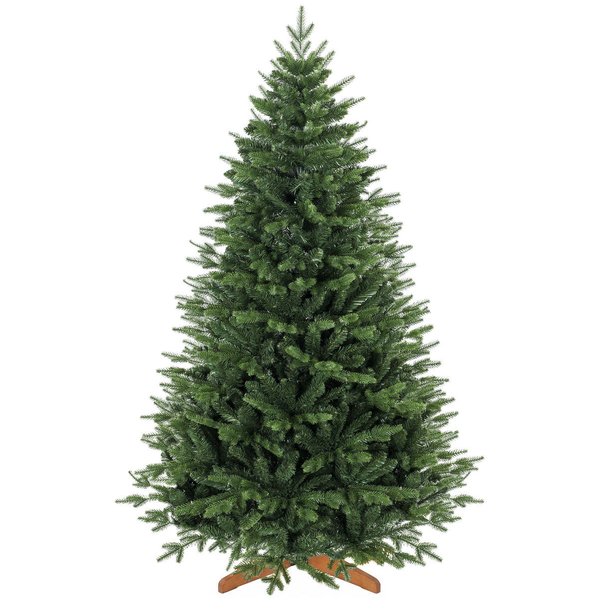 Künstlicher Weihnachtsbaum 180 cm mit Kiefernholzständer, Nordic-Tanne mit Klappsystem, 889 Zweigspitzen, Grün