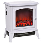 Elektrokamin freistehend, Flammeneffekt, 2 Heizmodi 1000W/2000W, gehärtetes Glas, Weiß, 36,5x24x45,5 cm