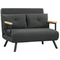 Schlafsofa 2er-Sofa mit Schlaffunktion, inkl. 2 Kissen, Sherpa-Optik, Natur + Dunkelgrau + Schwarz