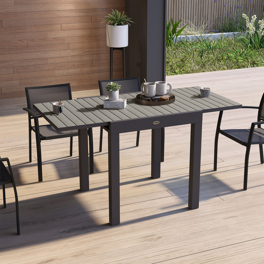 Gartentisch Outdoor-Tisch, wetterbeständig, 162 x 80 x 75 cm, Grau