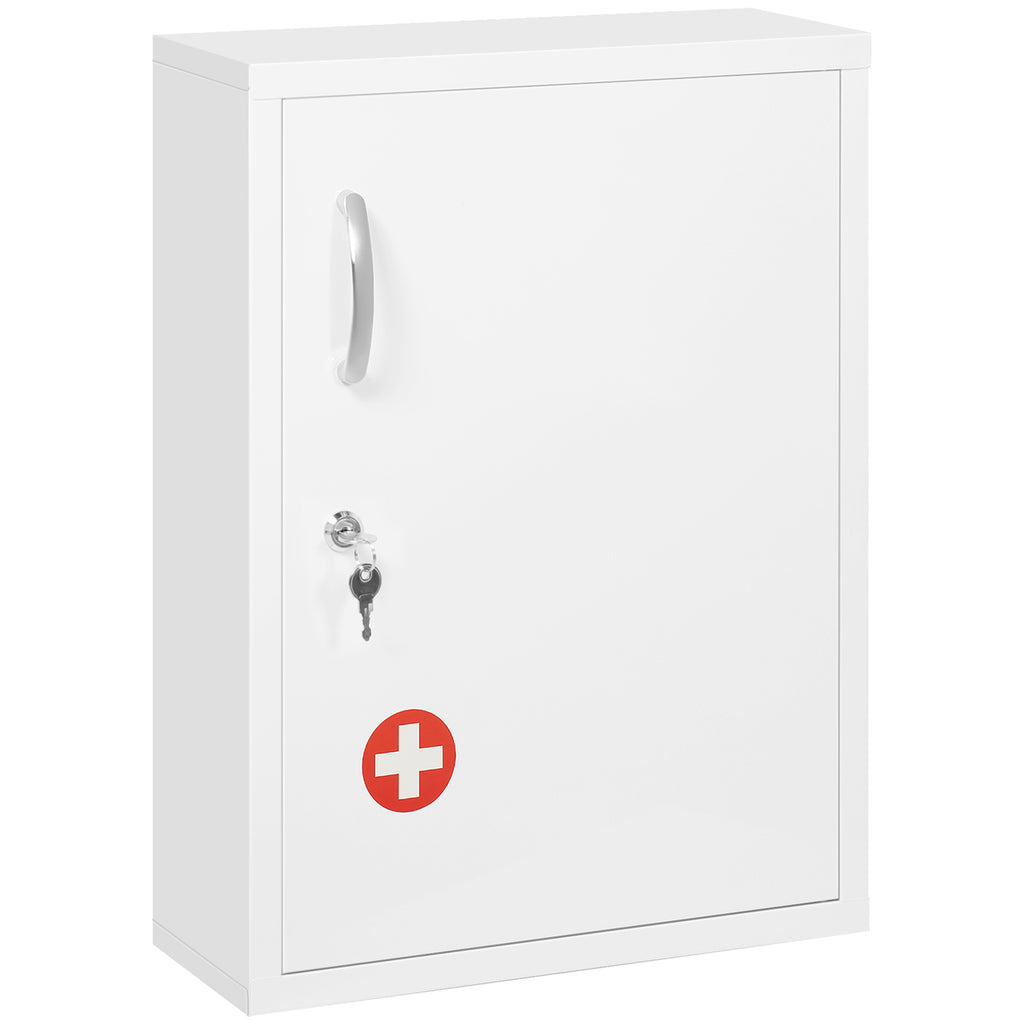 Medizinschrank, 3 F?cher, abschlie?bar, mit Rezeptfach, stabiles Stahlgeh?use, wei?, 40 x 15 x 53,5 cm