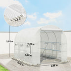 Gewächshaus ca. 2,7 x 2 x 2 m Foliengewächshaus mit Regalen Rollbar Reißverschlusstür 6 Netzfenster Stützstangen