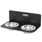 Wall Mount Dog Bowls, Adjustable Height Raised Dog Feeding Station with 2 Stainless Steel Bowls, 10kg Capacity, Black