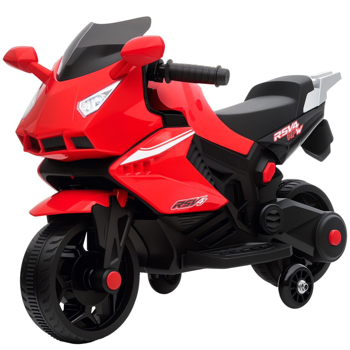Elektro-Motorrad f¨¹r Kinder, Hupe, Scheinwerfer, Musikfunktion, 2,5 km/h, Rot