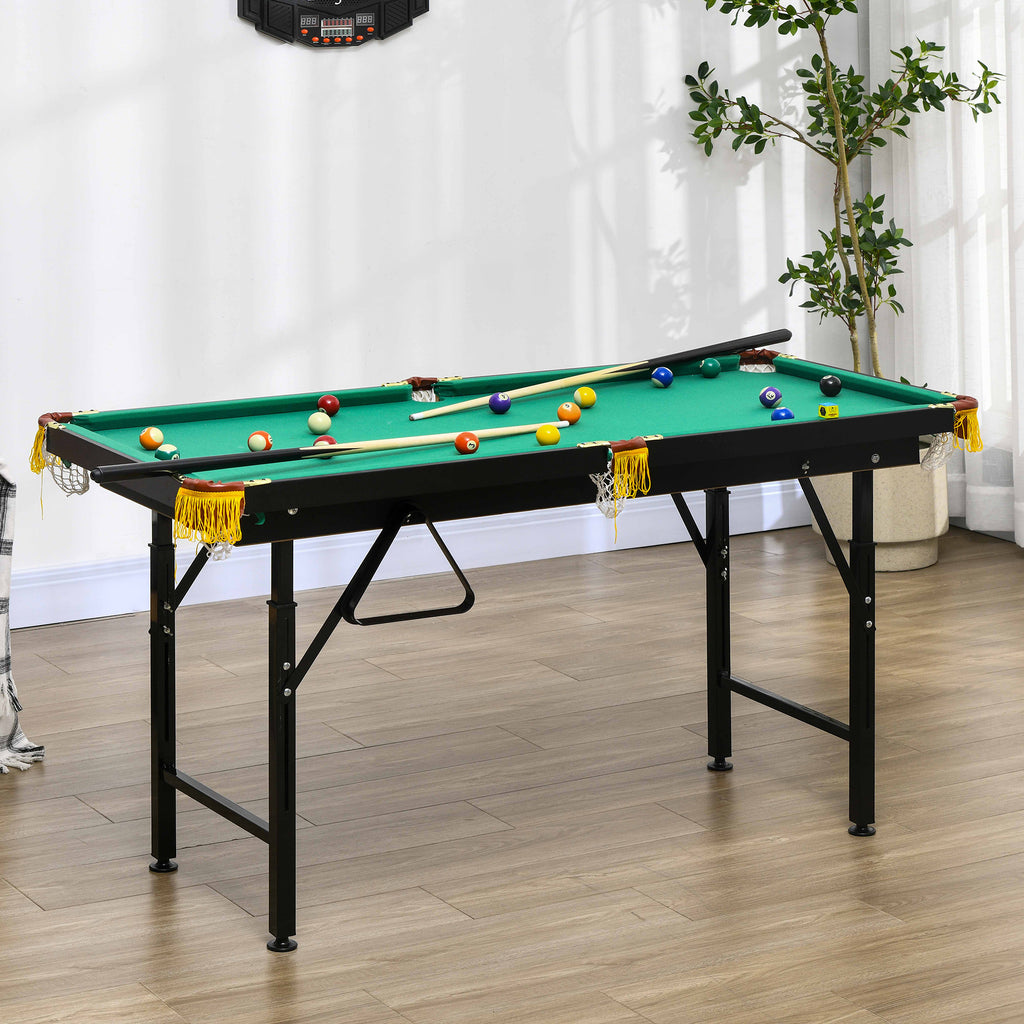 Billardtisch, klappbar, höhenverstellbar, inkl. Dreieck/2 Queues/16 Kugeln, Grün