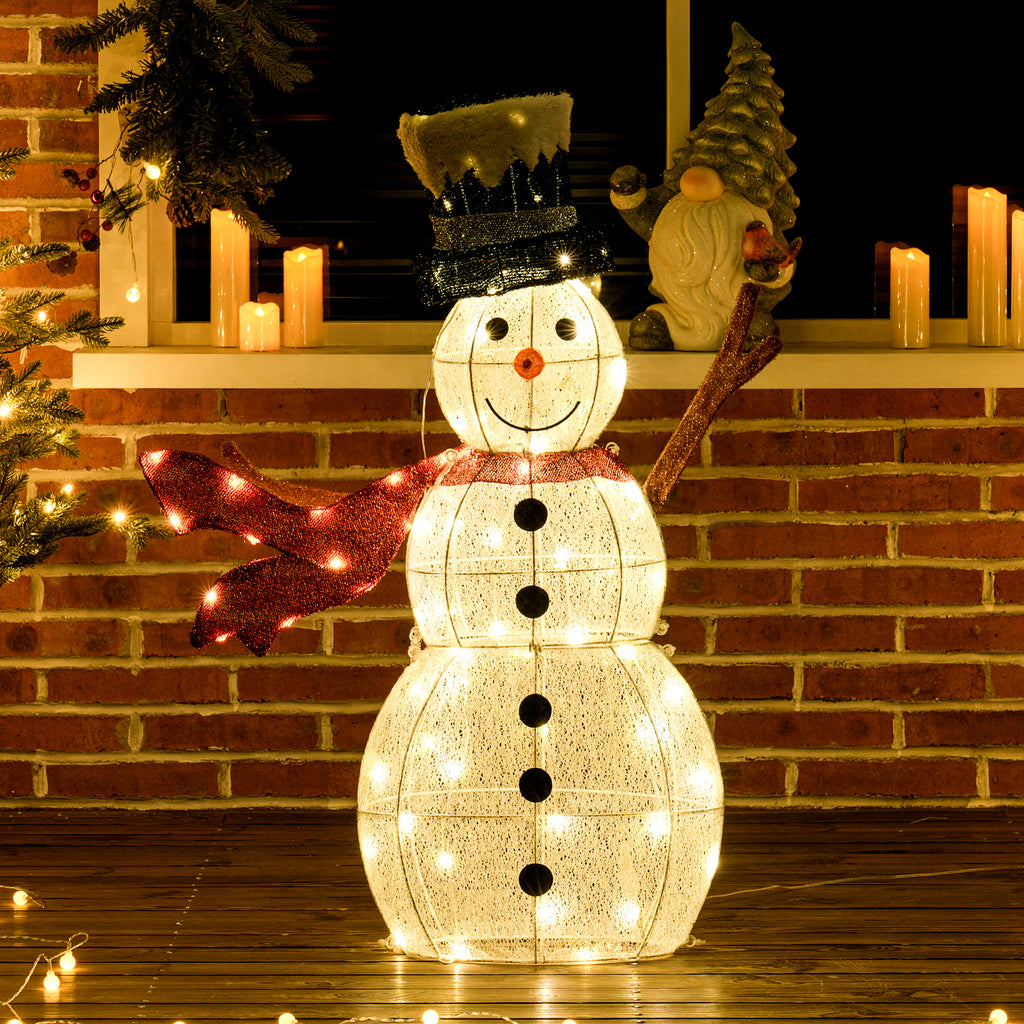 78er LED Weihnachtsdeko, Weihnachten Schneemann in warmweiß, Stahlrahmen, für Indoor, Outdoor, Mehrfarbig