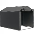 2.2 x 1.6 m Garden Storage Tent, Waterproof Anti-UV Bike Tent with Roll-up Zipper Door, Galvanised Outdoor Storage Shelter Carport for Bike, Motorbike, Garden Tools, Dark Grey